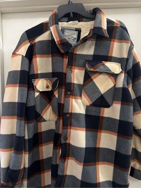 Bass Creek Plaid Flannel Lined Button Front Shirt Jacket